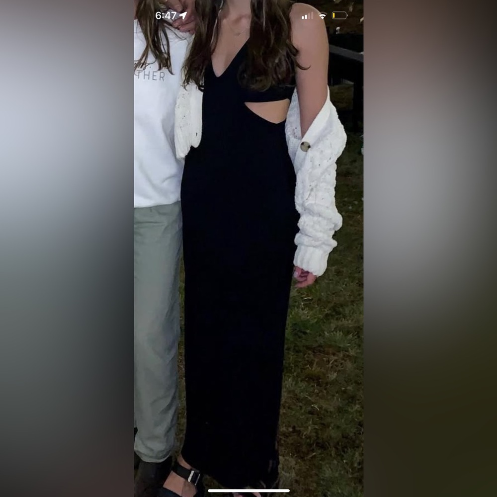See You Monday Black Maxi Dress with cut outs
